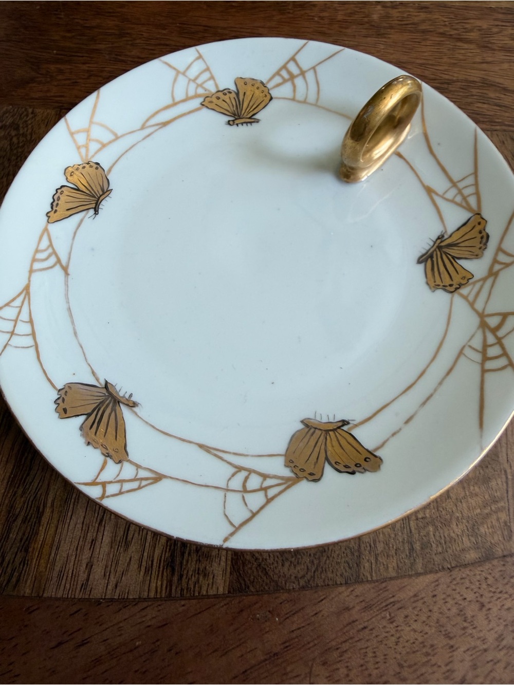 Epiag Royal White & Gold Butterfly Lemon Serving Plate 1920-30